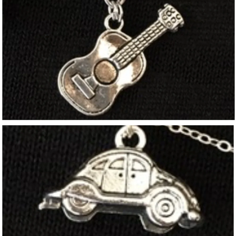 “Groovy Hippie" Handmade 2-Layer Necklace, Flower Power Peace Love Music VW Bug - Picture 4 of 15